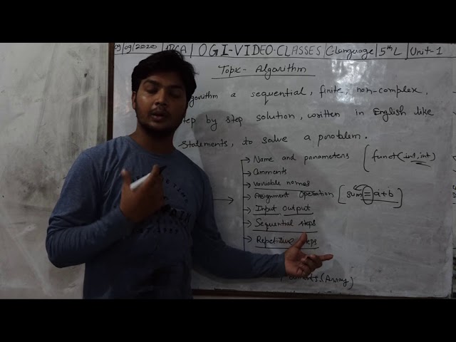 [C language 1BCA 5th Lecture] Unit 1 Topic Algorithm