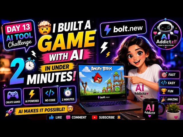 👀I Built a Game with AI in Under 2 Minutes! | Bolt.new | AI Addictz Day 13