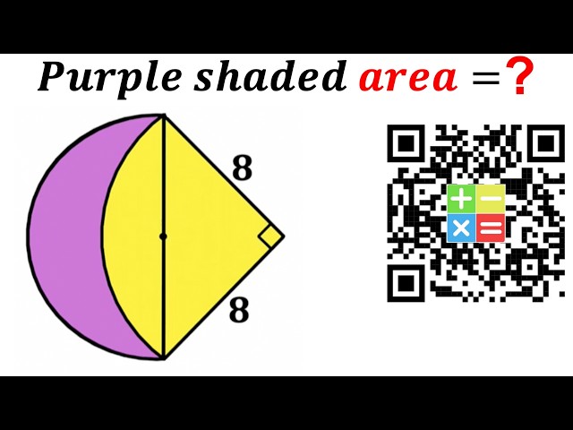 Lune of Hippocrates | Can you find area of the Purple shaded region? | #math  #maths | #geometry