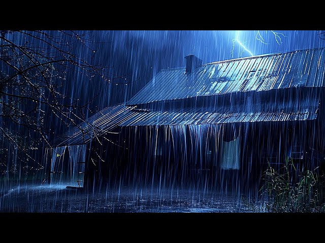RAIN SOUNDS in Dark Forest Cabin ⚡ Soothing Night Rain Sounds for a Good Night's Sleep ⛈