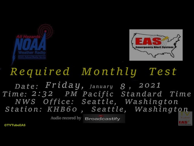 NOAA WEATHER RADIO- Required Monthly Test-Jan 8, 2021 2:32am PST(audio)