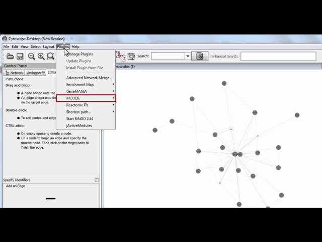 Identifying highly connected subnetworks using the MCODE module in Cytoscape 2