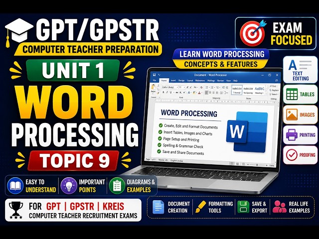 Word Processing | MS Word Concepts & Features | GPT/GPSTR Computer Teacher 2026 Preparation