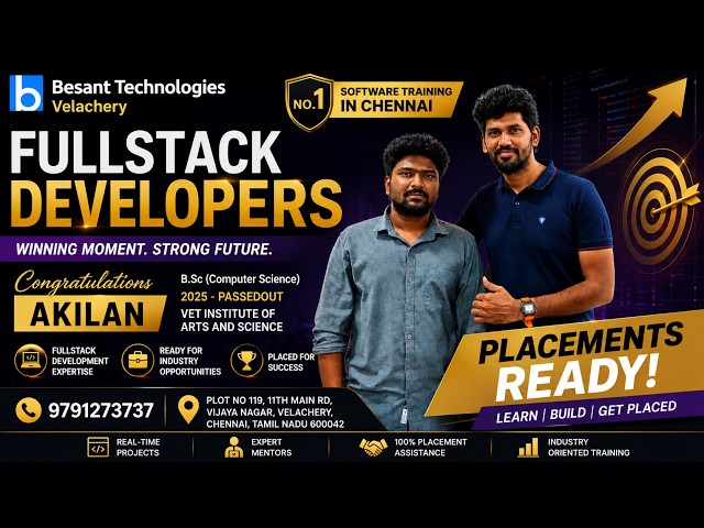 Fullstack Developer course in Chennai  Akilan Placed as Full Stack Developer | Placement Success