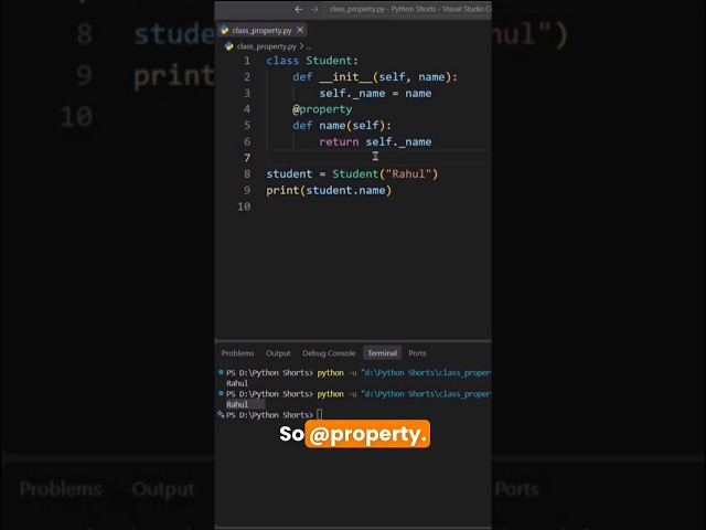 Why Do We Use @property in Python Classes? #shorts #property #python #class #theroyalcoding #oop