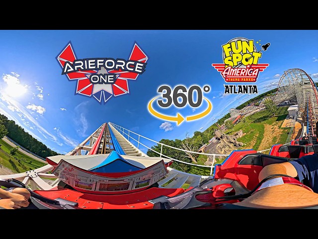 VR 360 ArieForce One Roller Coaster On Ride Front Seat POV Fun Spot America Atlanta 2026 07 21