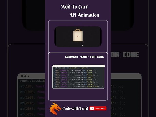 Add to Cart UI Animation 🔥 | HTML CSS JavaScript | Web Development #shorts
