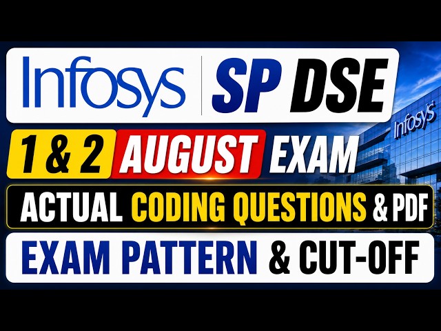 Infosys SP DSE 1 & 2 August Exam 🔥 Actual Coding Questions PDF | Updated Exam Pattern & Cut-Off