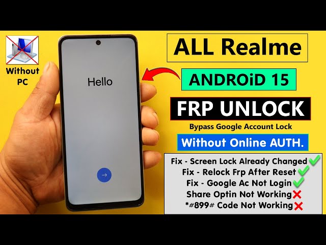 All Realme Android 15 Frp Unlock/Bypass Without PC - Fix Relock FRP After Reset/Google Ac Not Login
