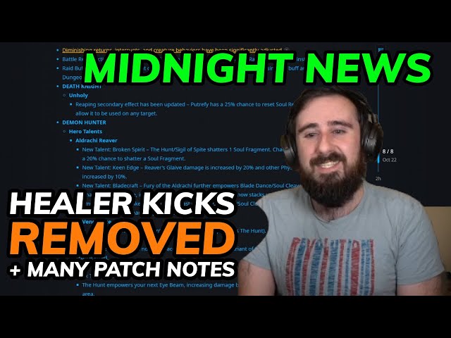 Healer Kicks Gone & Many More Midnight Patch Notes & News!
