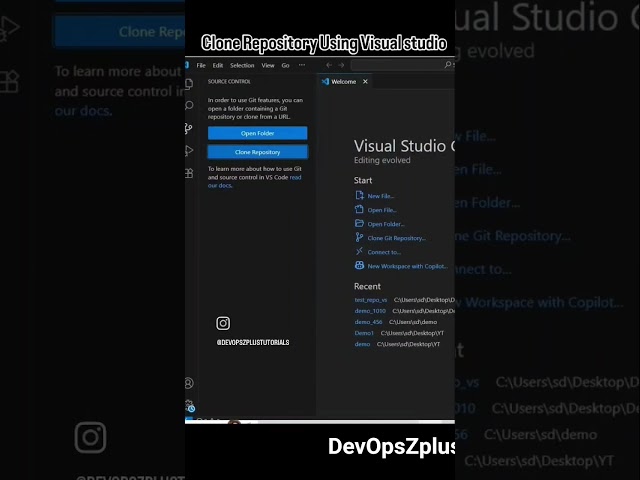 clone git repository in seconds using visual studio 💻 | no command line needed