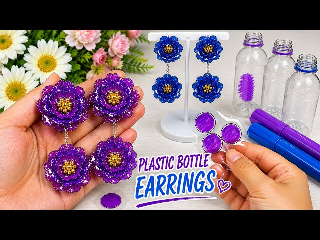 Amazing Plastic Bottle Earrings! Just Color a Bottle with a Marker | Easy DIY