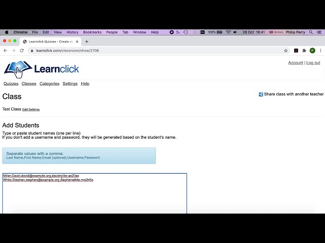 How to create student accounts and assign a quiz to a class