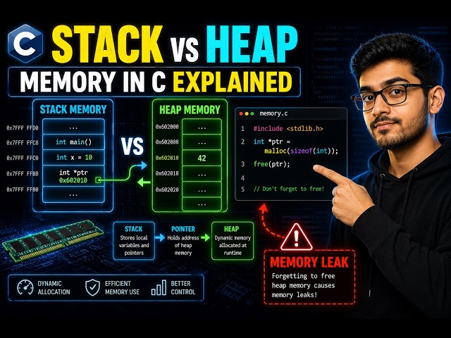 Mastering Memory in C (Stack, Heap, malloc & free Explained)