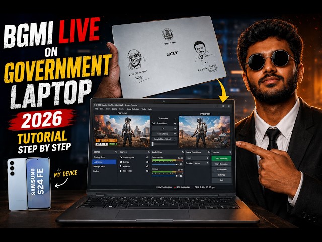 How to live stream Pubg Mobile Bgmi on Govt laptop 2026 using Obs!!!