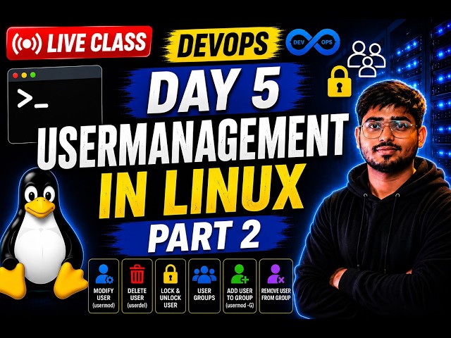 DevOps Day 5: User Management in Linux Part 2 | Linux User Management Commands | Hindi 2026