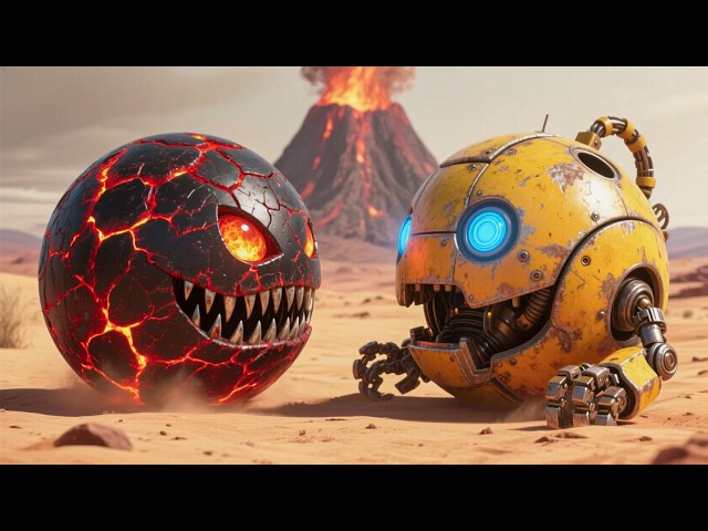 Shredder Robot Monster, Pacman and Walking Robot Blade Near the Gravity Core