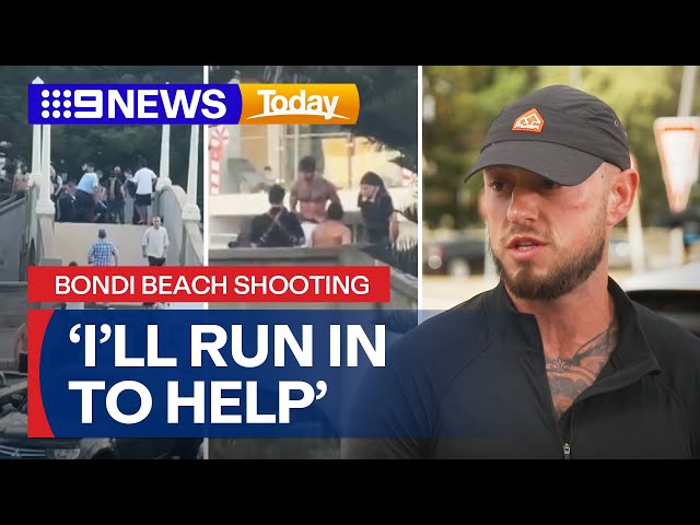 Civilian steps in with police during Bondi Beach shooting | 9 News Australia