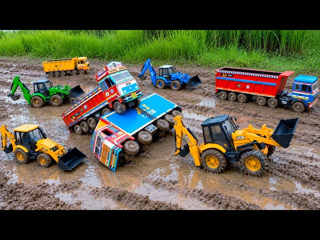Jcb truck tractor video | New highway truck muddy Accident pulling out Jcb 5cx | Jcb cartoon video