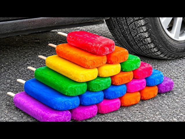 Crushing Experiments Video! &Car vs Crunchy Color Giant Toothpaste Balloons & Soft Things By Car 4