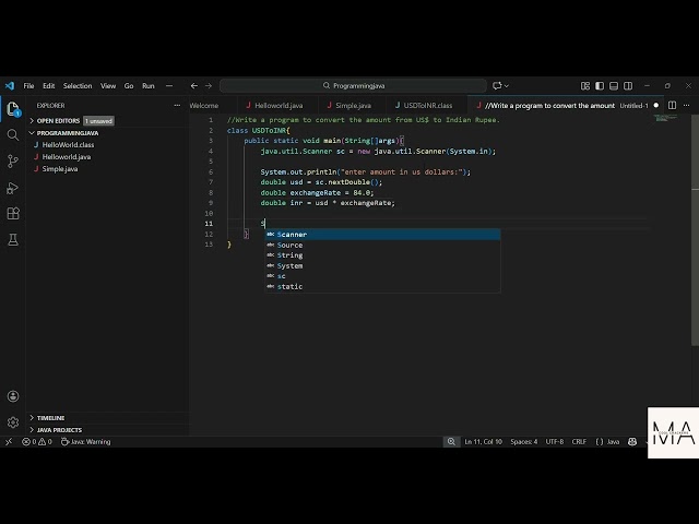 US$ to Indian Rupee conversion // JAVA PROGRAM
