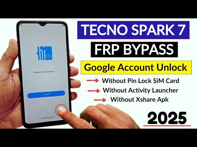 Tecno Spark 7 Frp Bypass Android 11 | No Apps | No Xshare | No SIM | Google Account Bypass - 2025