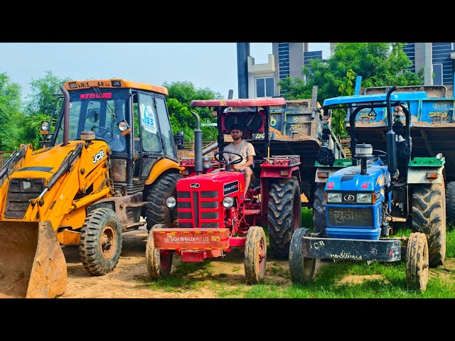 New JCB 3dx Loading Mud in Mahindra 275 Di Powertrac 434 Tractor Trolly |Heavy Tractor Loading Video