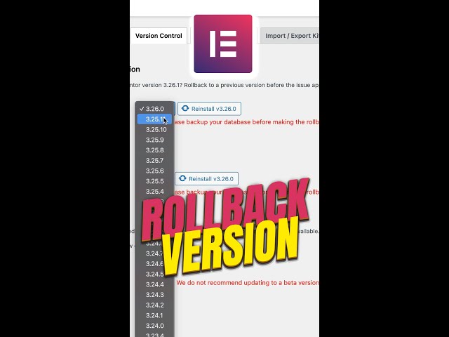 How to roll back Elementor to a previous version - Quick Guide