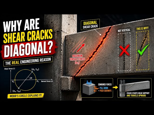 Why Are Shear Cracks inclined in RCC Beams? | The Engineering Explained