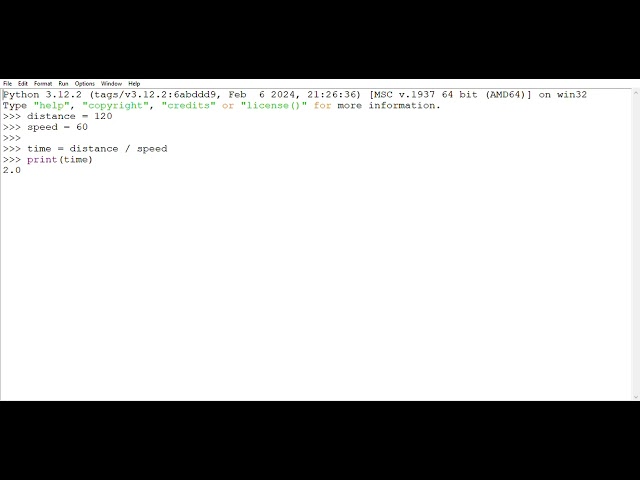 Python program : WAP to find time taken to cover distance at given speed 