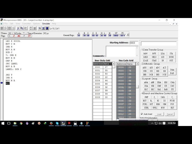 10     Findig the largest value of n number from an array of  8 bit   বাংলায় using 8085 microprocess
