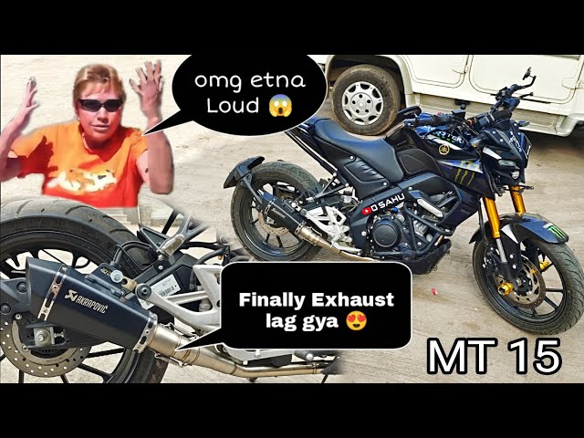 Best Full System Exhaust For MT 15 😍 and R 15 | Mt15 bs6 | Akrapovic exhaust | loud Exhaust #dsahu