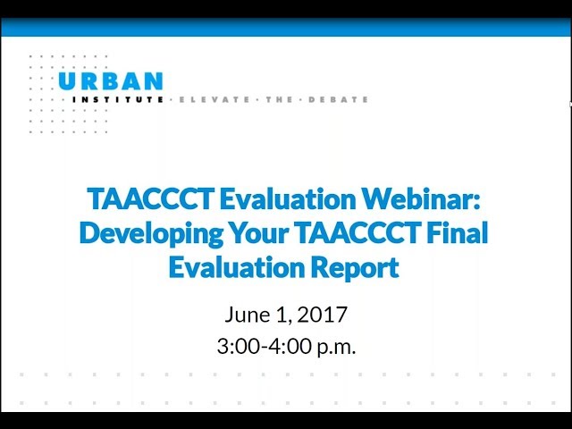 TAACCCT Final Evaluation Report Guidance