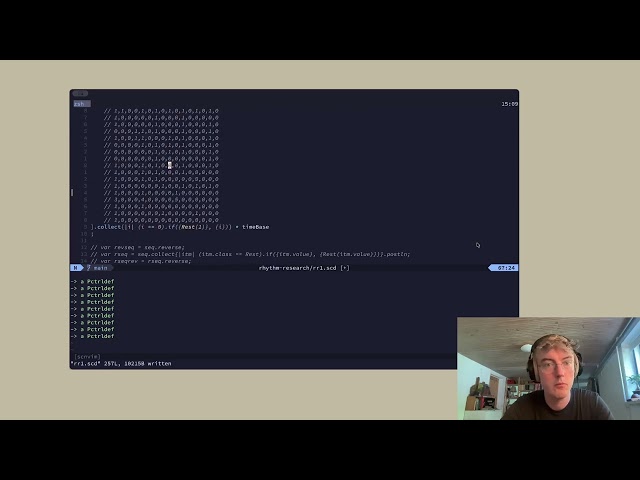 Livecoding Binary Rhythms in SuperCollider