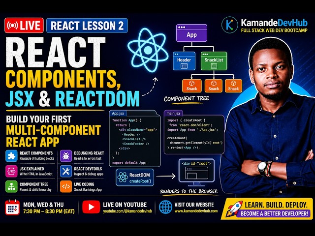React Components, JSX & ReactDOM Explained  | KamandeDevHub Full Stack Bootcamp