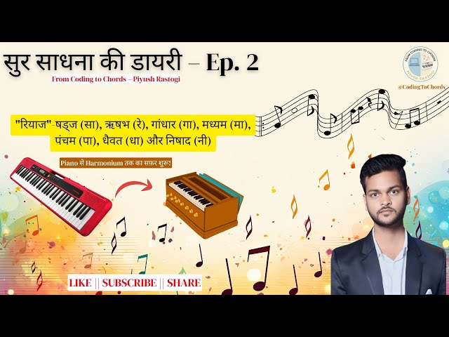 Beginner Harmonium Practice | Sa Re Ga Ma.....| Day 1 | From Coding to Chords - Piyush Rastogi