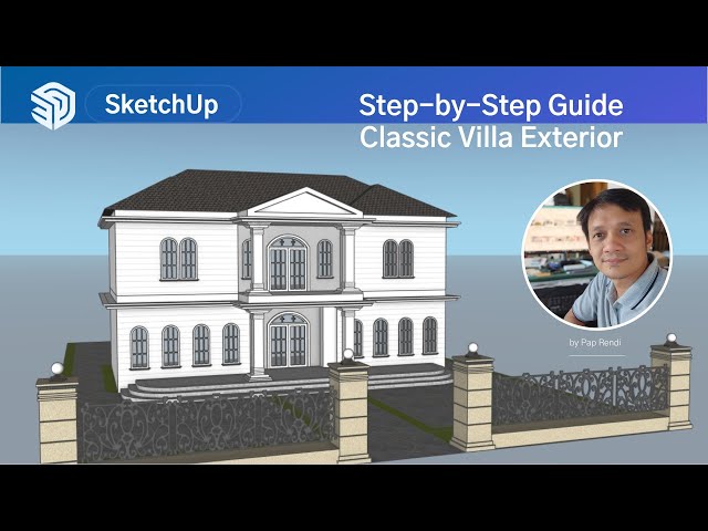🏡 SketchUp Classic Villa Exterior | Step-by-Step 3D Modeling!