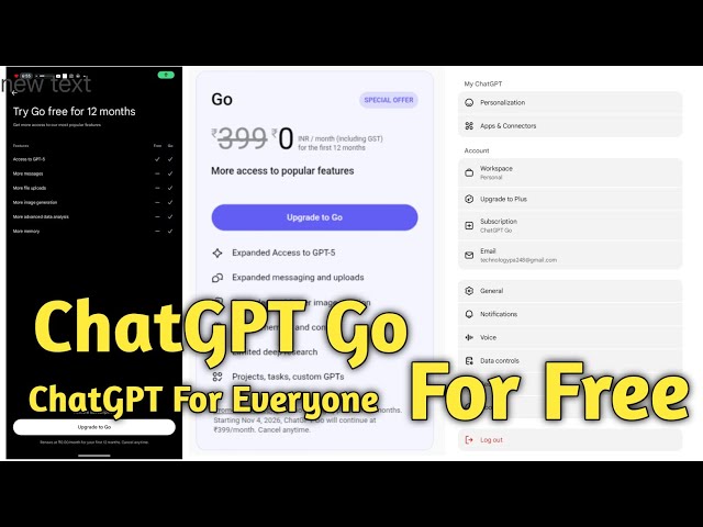 ChatGPT For Everyone ChatGPT Go Free Chatgpt free subscription