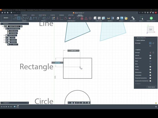 Fusion Sketch Tutorial - 02. Rectangle