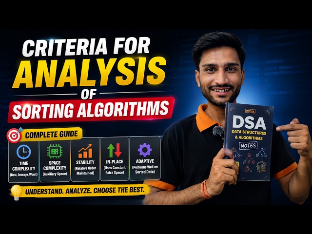 Criteria for Analysis of Sorting Algorithms | Internal, External, Stable, In-Place Sorting Explained