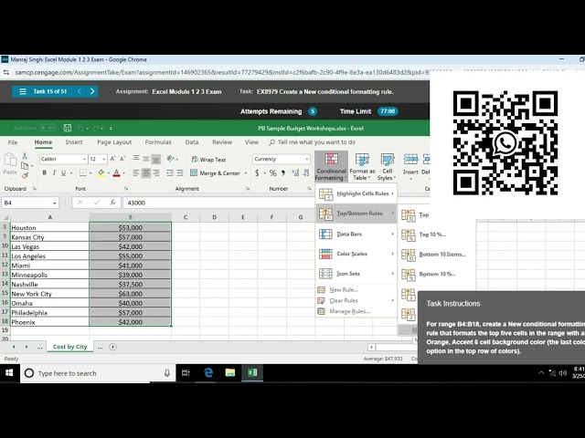 Excel Module 1 2 3 Exam