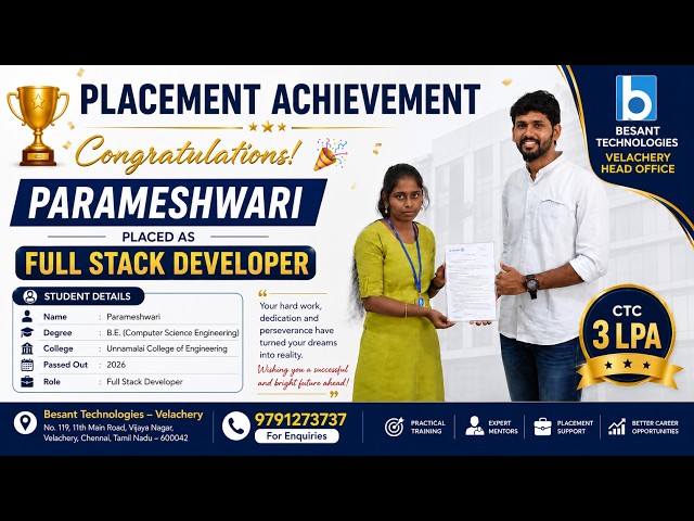Fullstack Developer Training in Chennai | Parameshwari Story | Best IT Training Institute in Chennai