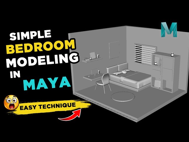 Simple Bedroom Modeling in Maya | Easy 3D Tutorial for Beginners + Voiceover