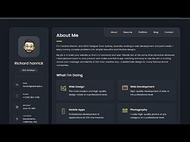 Personal Portfolio Website Using HTML CSS Javascript | codehal