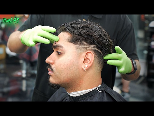 THE PERFECT SLICK BACK🔥 MID SKIN FADE + FREESTYLE DESIGN TUTORIAL