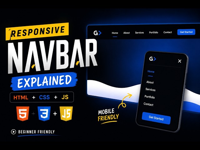Responsive Navbar Explained | HTML, CSS & JavaScript Tutorial for Beginners