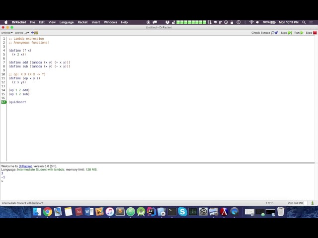 Functional Programming (Racket): Lambda Expressions