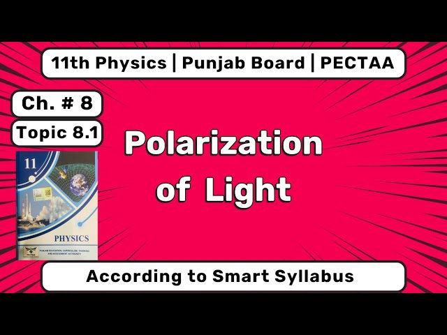 Ch 8 Physical Optics | Polarization of Light | Physics Class 11 Punjab Boards | PECTAA