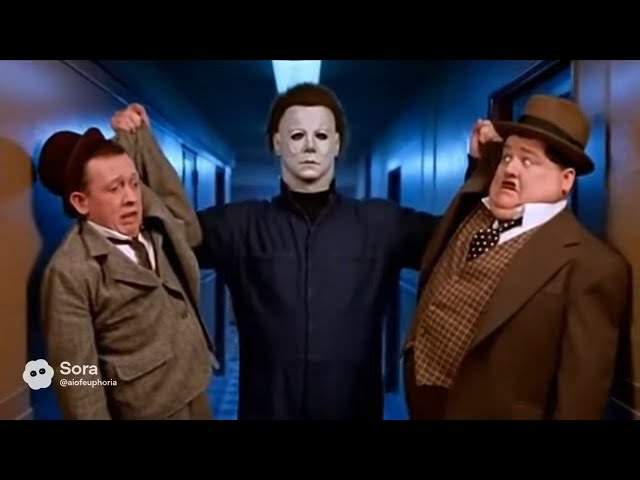 🎭 Laurel & Hardy in 'HALLOWEEN' (1978) 🎃 #ai #mashup #parody #michaelmyers
