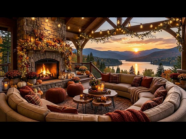 Cozy Autumn Jazz 🍂 Warm Fireplace & Smooth Jazz for Relaxing, Study & Work